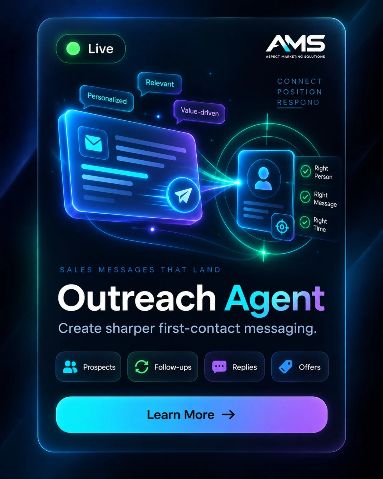 AMS Outreach Agent creating focused first-contact messaging